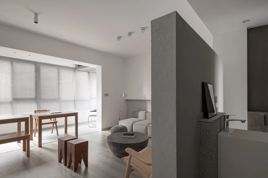 Minimalist Living Space Neutral Tones Light Wood Simple Furniture
