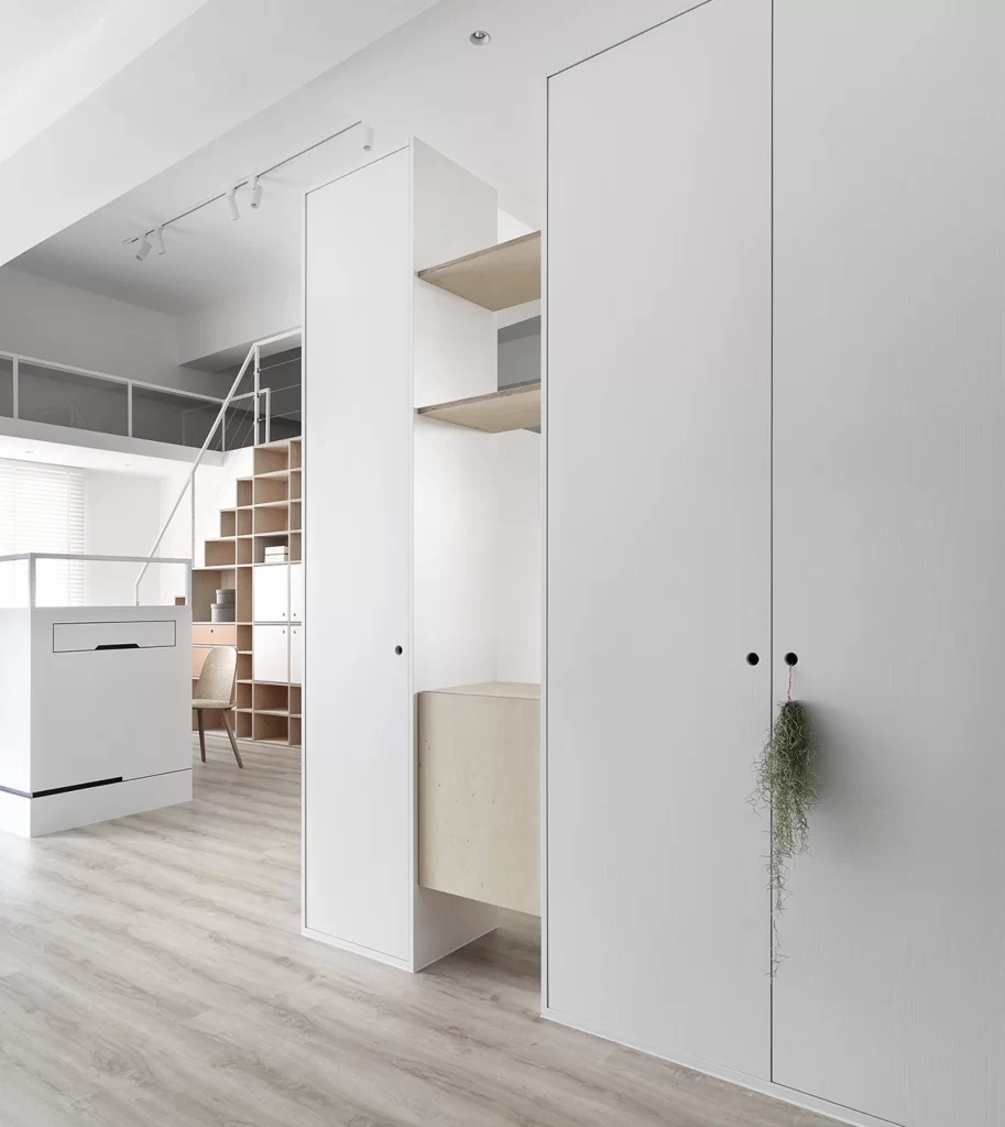 Minimalist Loft White Neutral Light Wood Open Space