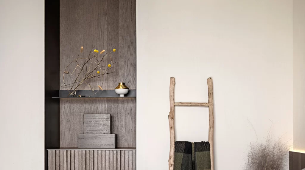 Minimalist Neutral Beige Wood Ladder Shelving