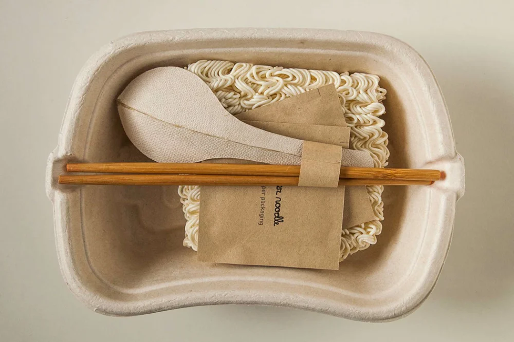 Minimalist Ramen Neutral Tones Eco-Friendly Packaging
