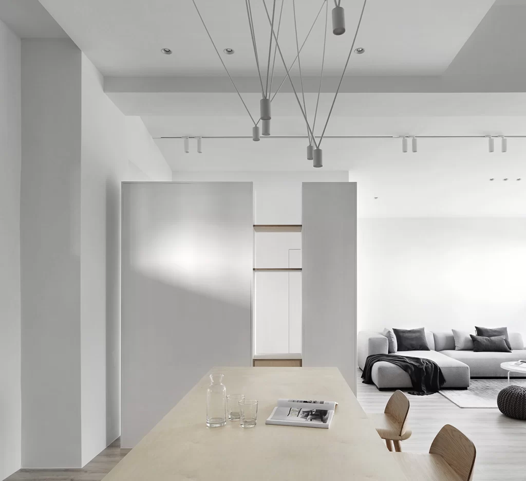 Minimalist Scandinavian Dining Room White Neutral Light Wood