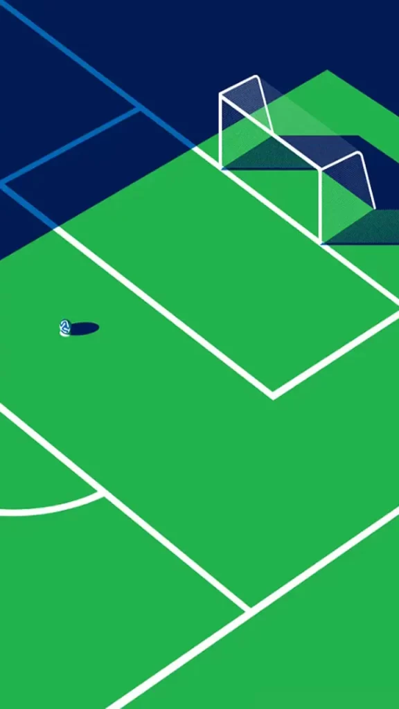 Minimalist Soccer Field with Ball and Goal