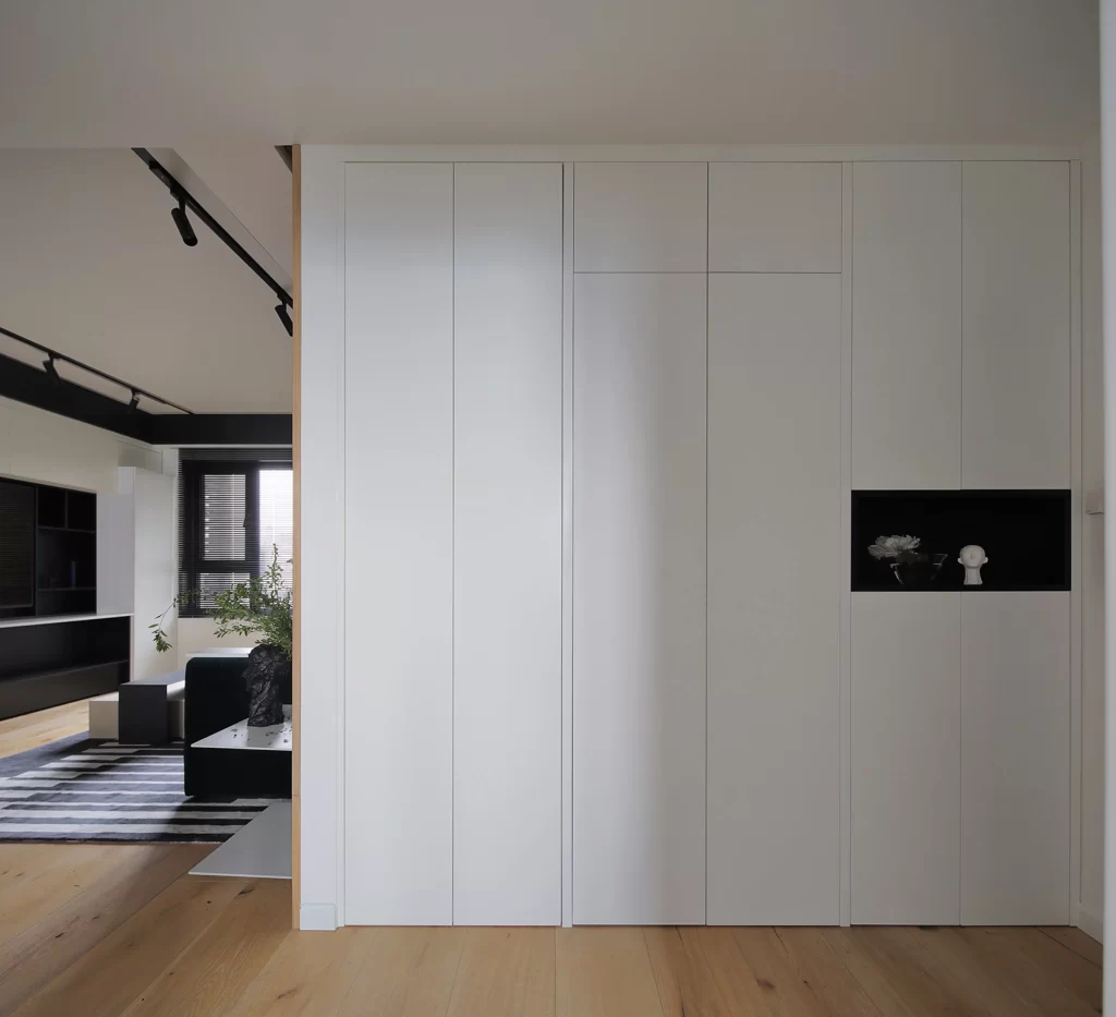 Minimalist Storage Space White Neutral Track Lighting