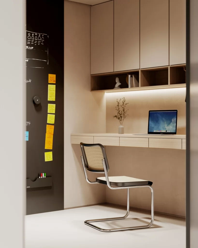 Minimalist Study Neutral Beige Wood