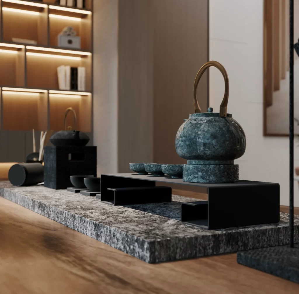 Minimalist Study Neutral Stone Wood