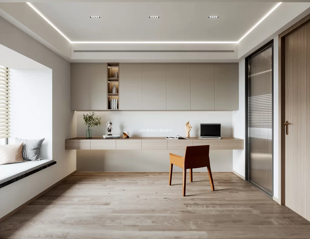 Minimalist Study Neutral Wood Simple
