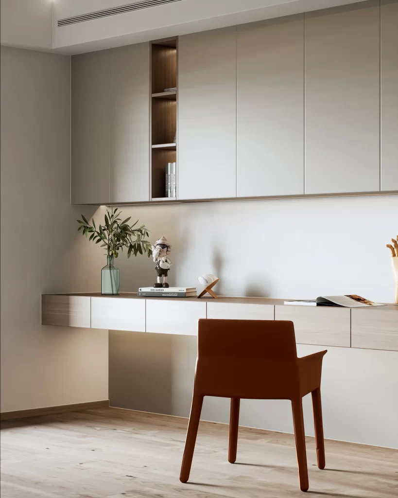 Minimalist Study Neutral Wood Simple