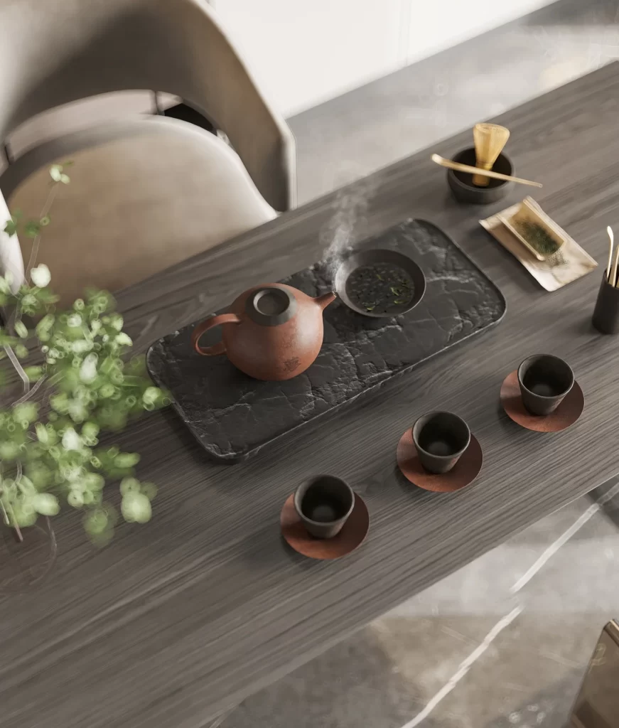 Minimalist Tea Room Neutral Earthy Tones