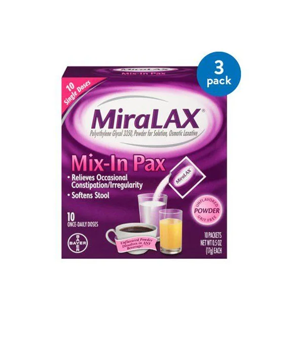 MiraLAX Mix-In Pax Constipation Relief Unflavored Powder Design