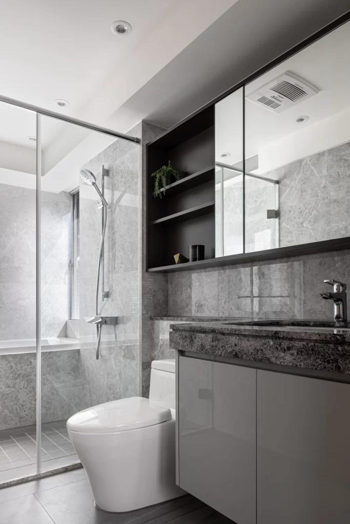 Modern Bathroom Grey Neutral Glass Tile