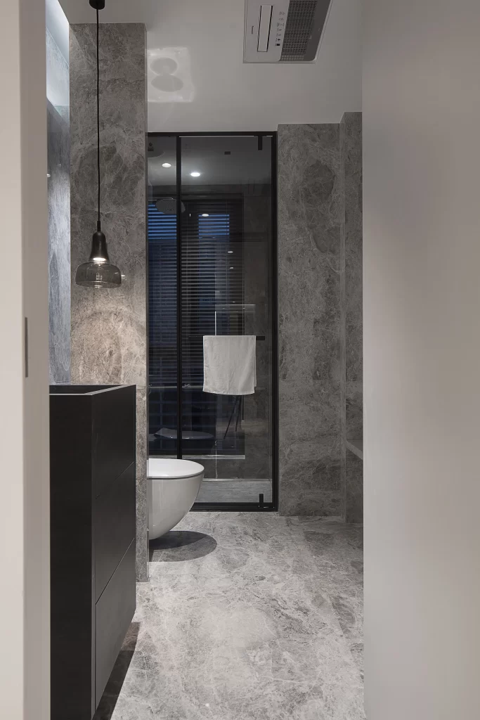 Modern Bathroom Neutral Gray Marble Minimalist Glass