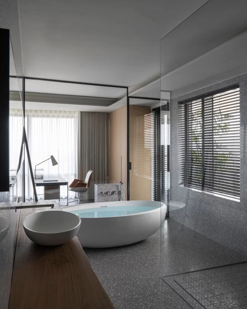 Modern Bathroom Neutral Grey Glass Minimalist
