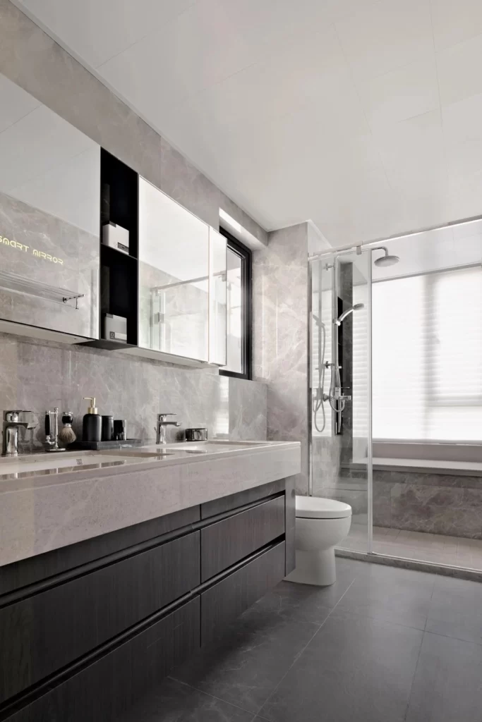 Modern Bathroom Neutral Grey Marble Glass