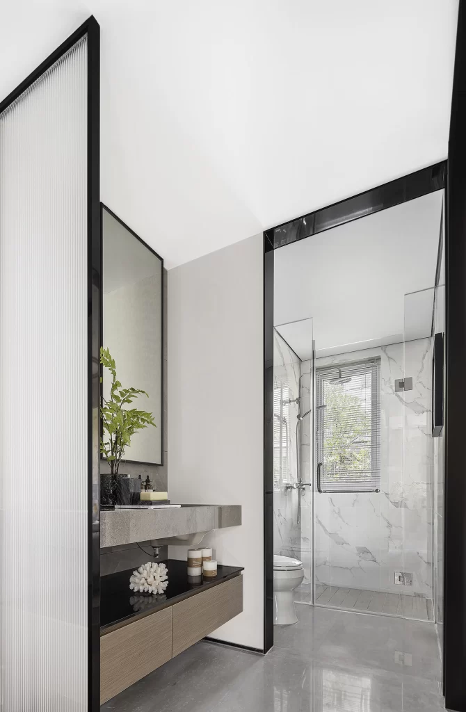 Modern Bathroom Neutral White Marble Glass Minimalist