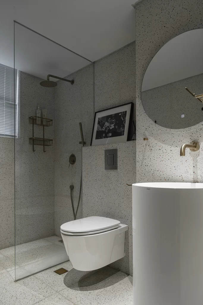 Modern Bathroom White Neutral Terrazzo Minimalist