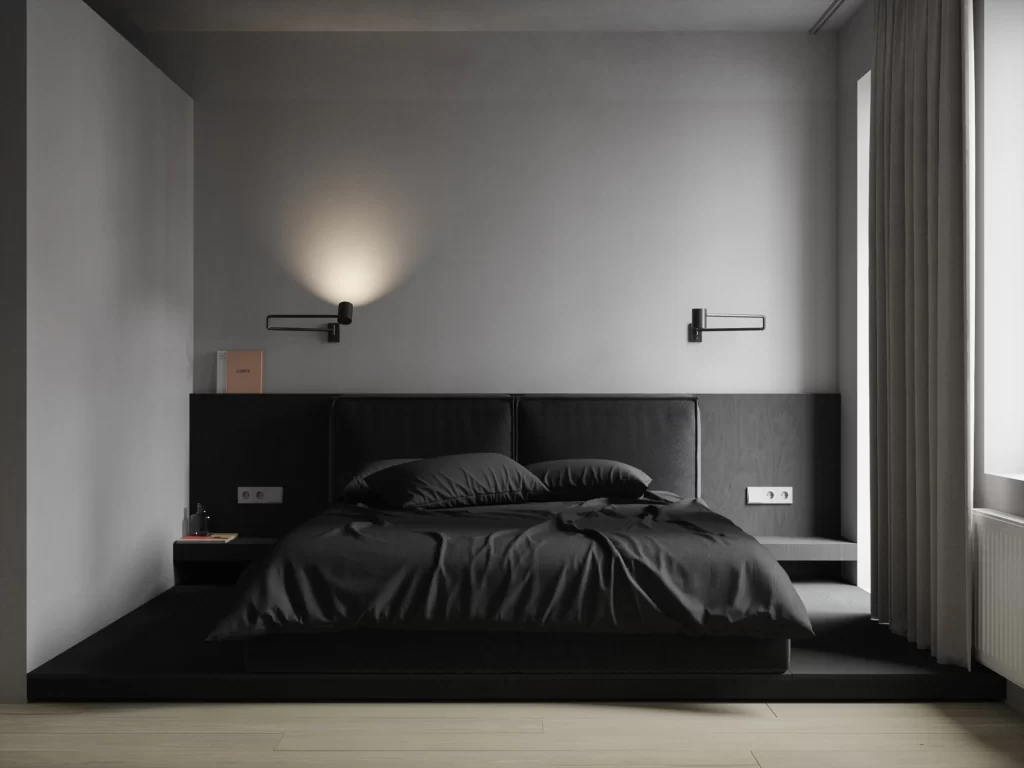Modern Bedroom Black Neutral Gray Minimalist