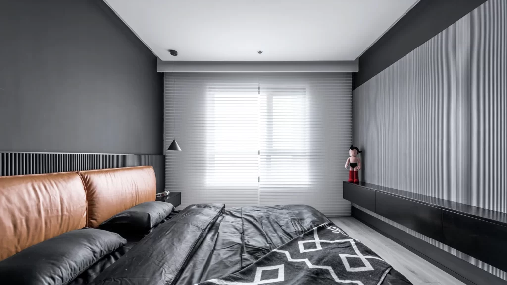 Modern Bedroom Black White Neutral Geometric Pattern