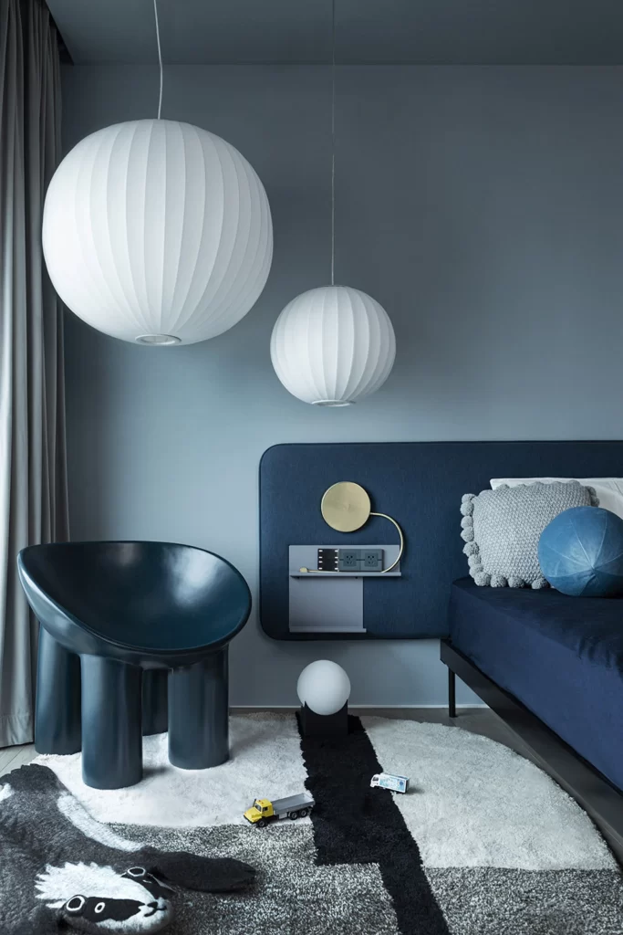 Modern Bedroom Blue White Minimalist Pendant Lights
