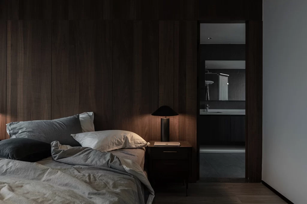 Modern Bedroom Dark Wood Neutral Tones Minimalist