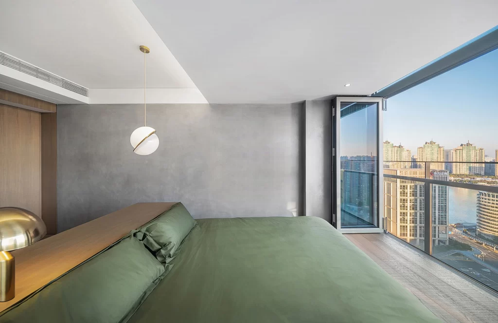 Modern Bedroom Green Neutral Glass Balcony