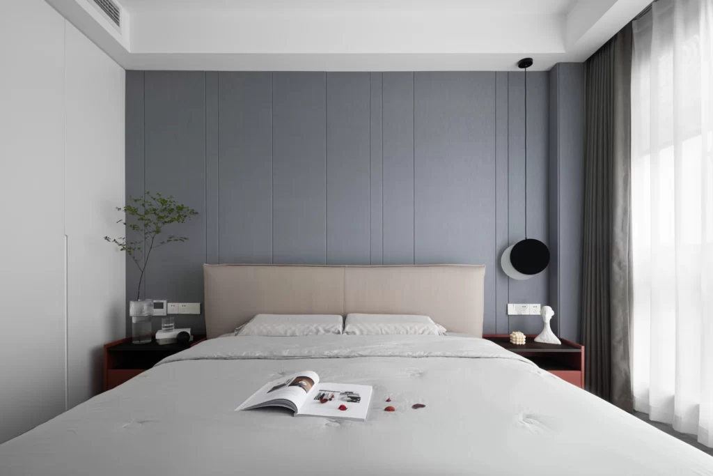 Modern Bedroom Grey Neutral Beige Soft Lighting