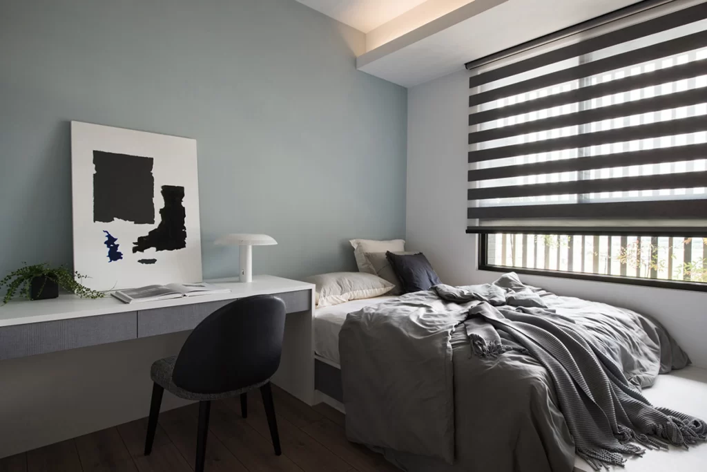 Modern Bedroom Grey Neutral Dark Wood