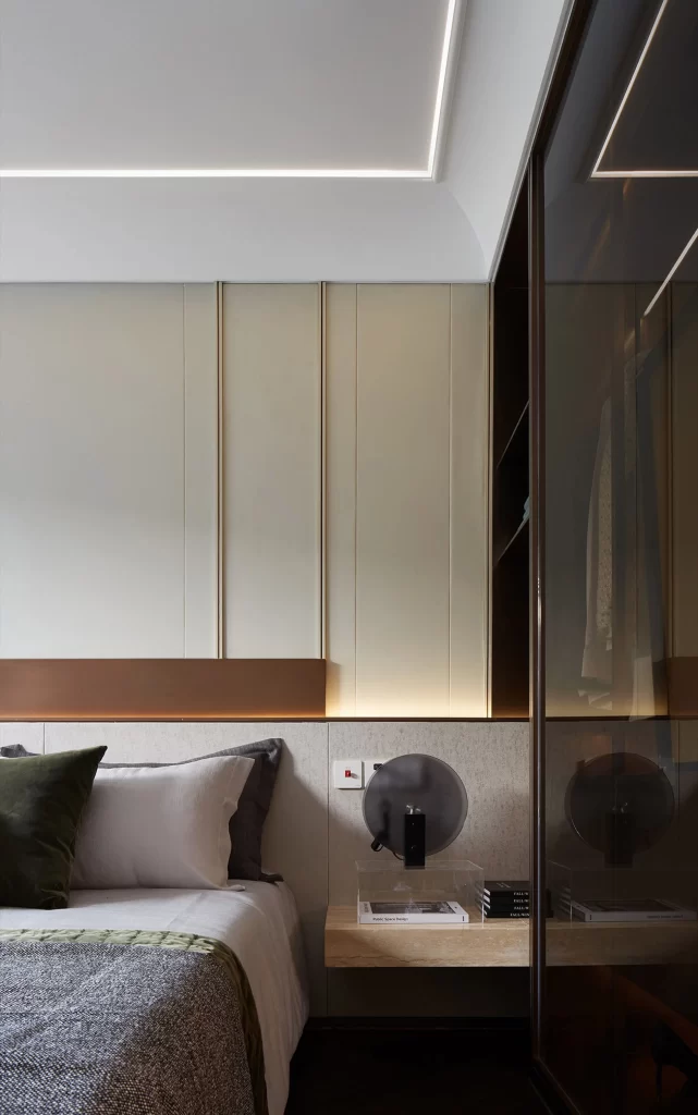 Modern Bedroom Neutral Beige Taupe Wood Accents
