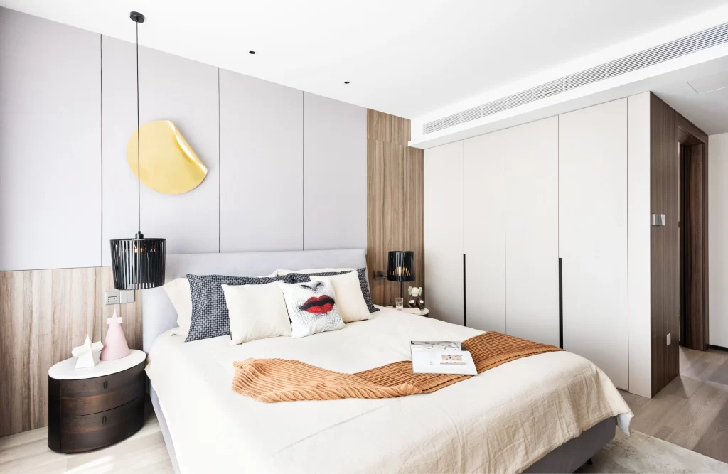 Modern Bedroom Neutral Beige Wood Accents Minimalist