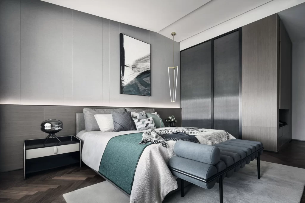 Modern Bedroom Neutral Gray Black White