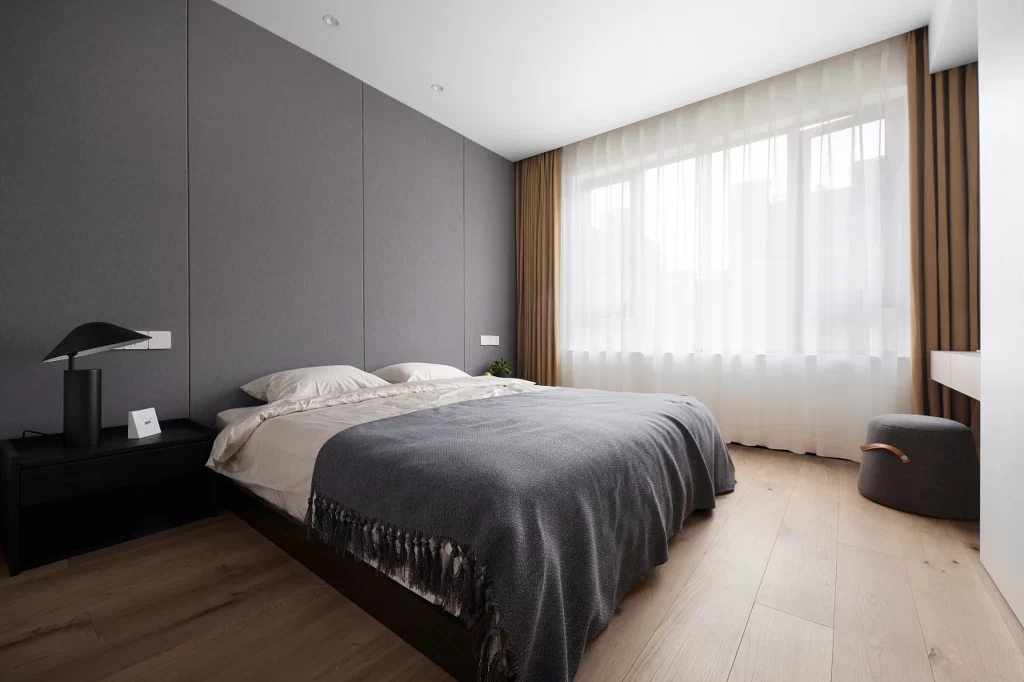 Modern Bedroom Neutral Gray White Light Wood