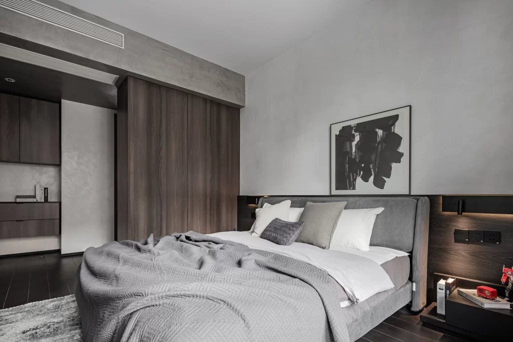 Modern Bedroom Neutral Grey Black Wood
