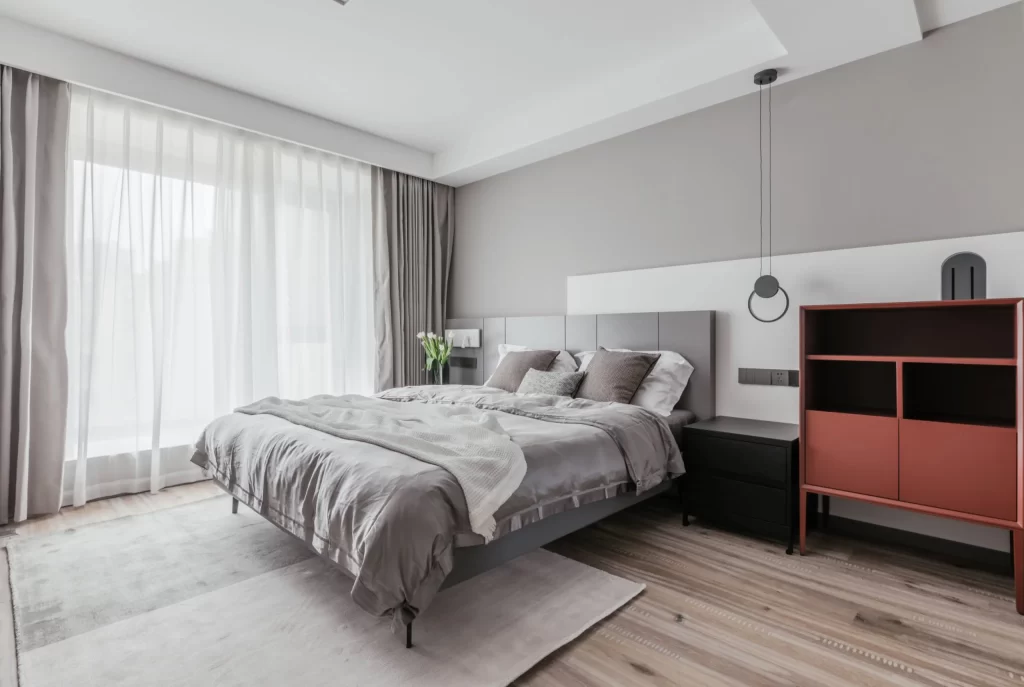 Modern Bedroom Neutral Grey White Wood