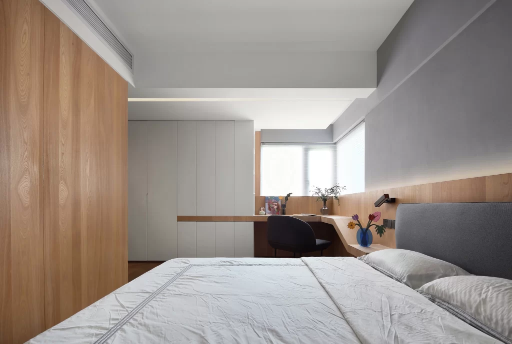 Modern Bedroom Neutral Grey White Wood Minimalist