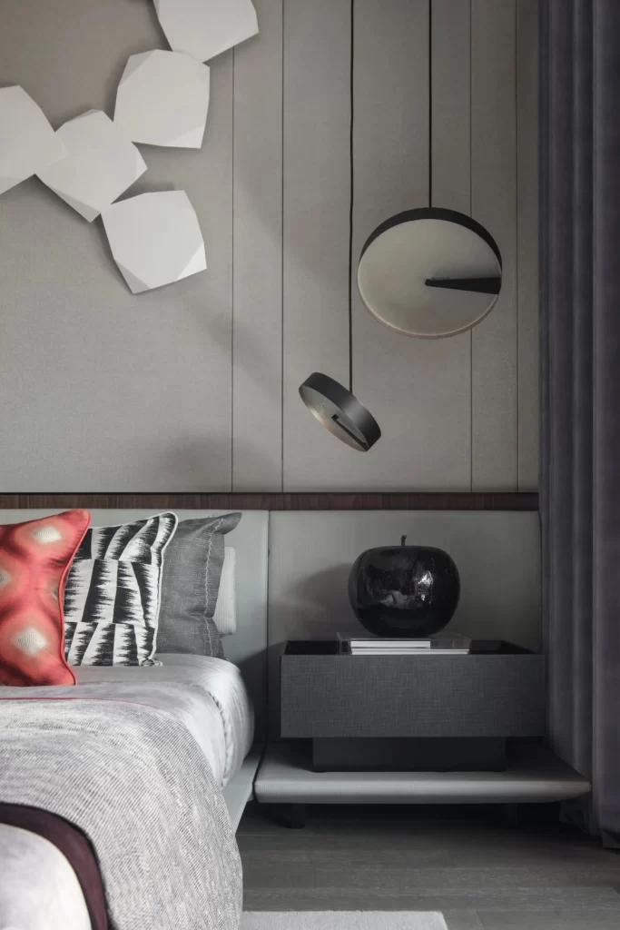 Modern Bedroom Neutral Tones Geometric Wall Art Minimalist