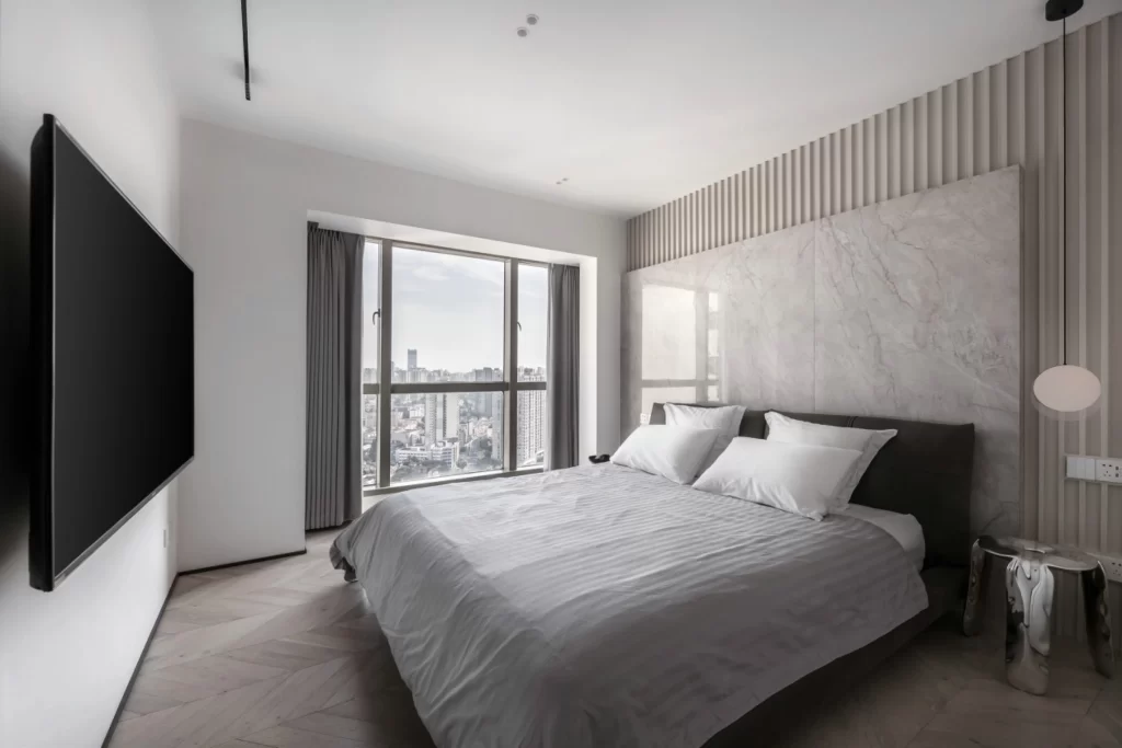 Modern Bedroom Neutral Tones Minimalist Marble Accents