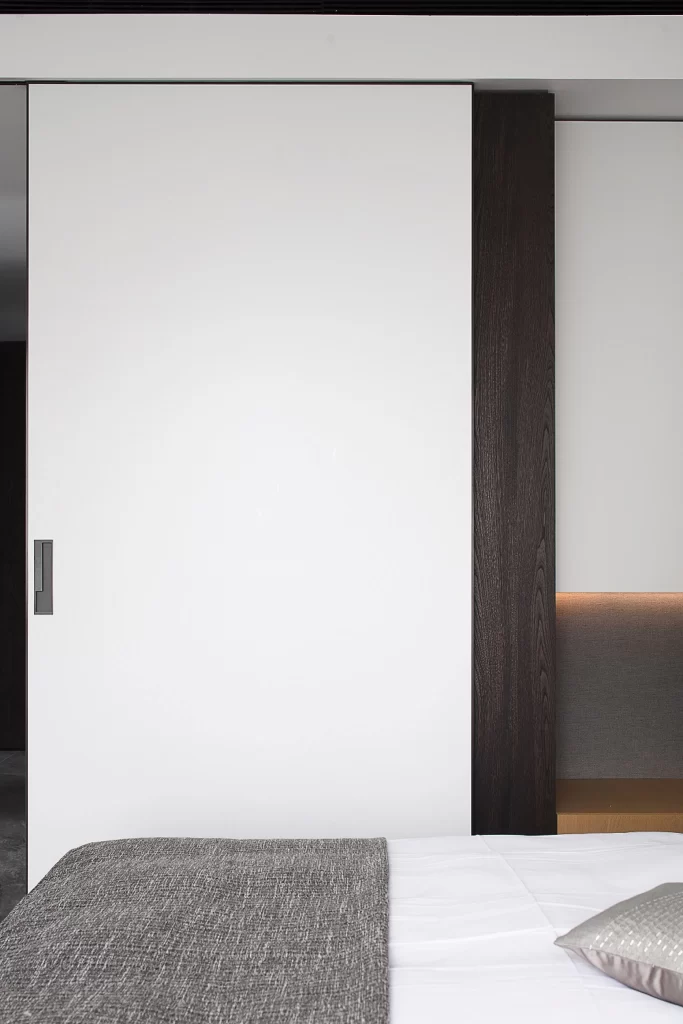 Modern Bedroom Neutral White Dark Wood