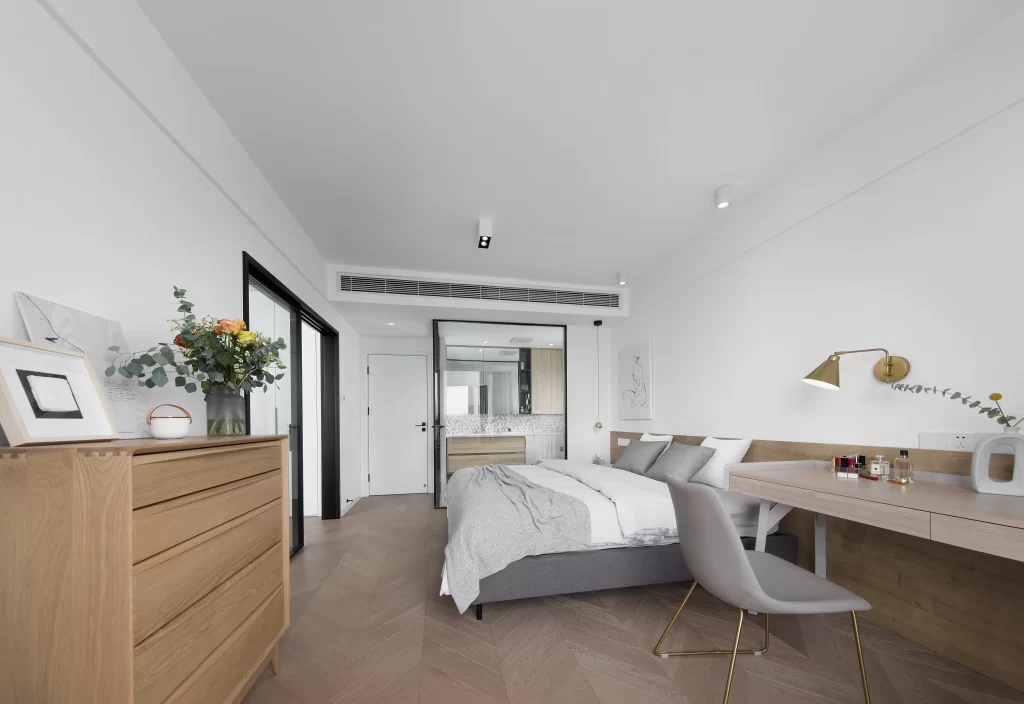 Modern Bedroom Neutral White Wood Accents Minimalist