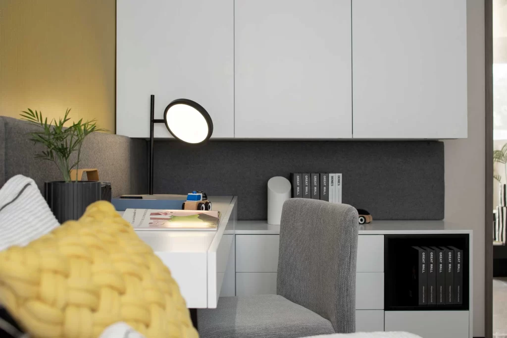 Modern Bedroom White Gray Yellow Minimalist