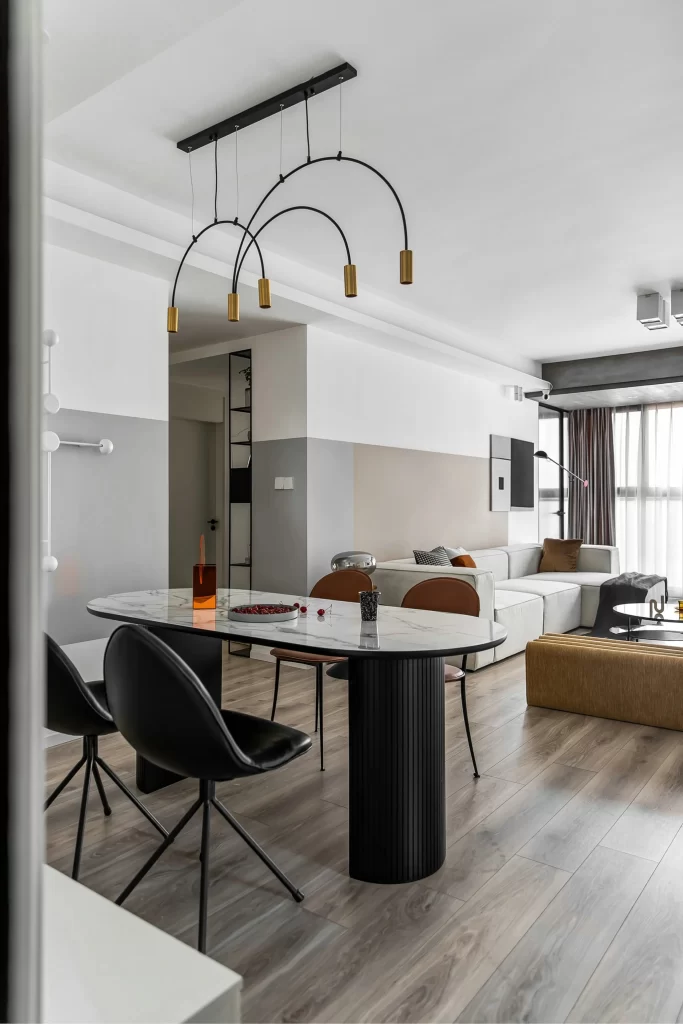Modern Contemporary Dining Room Neutral Gray Black White