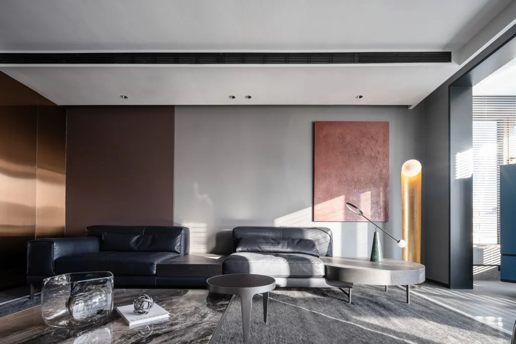 Modern Contemporary Living Room Dark Gray Neutral Black Brown