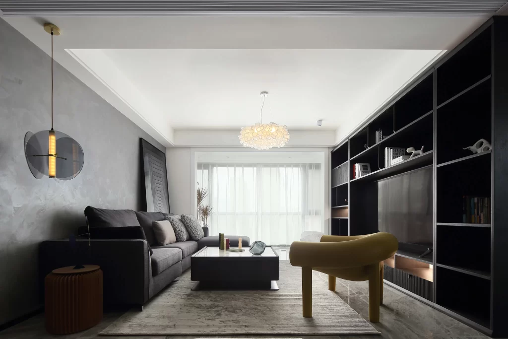 Modern Contemporary Living Room Neutral Black White Yellow