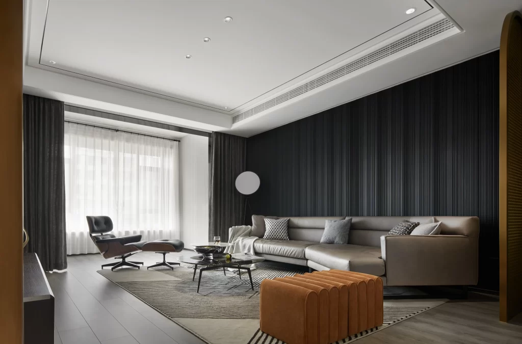 Modern Contemporary Living Room Neutral Dark Wood Black White