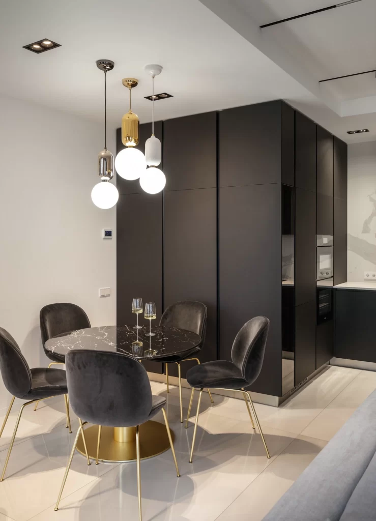 Modern Dining Room Black Gold White Minimalist