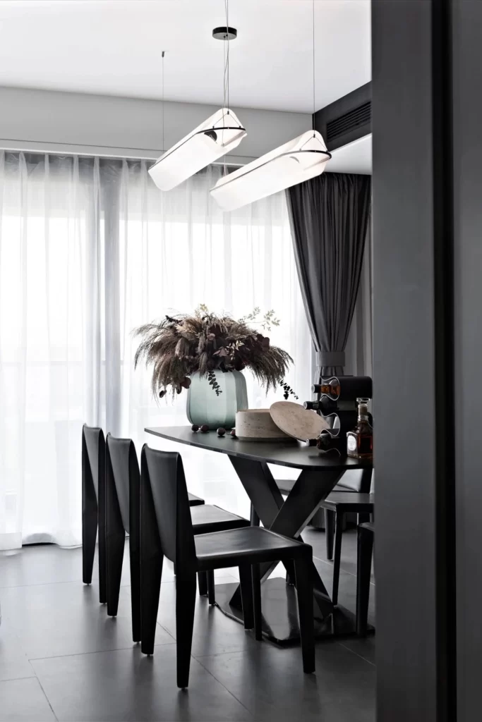 Modern Dining Room Black White Neutral Glass