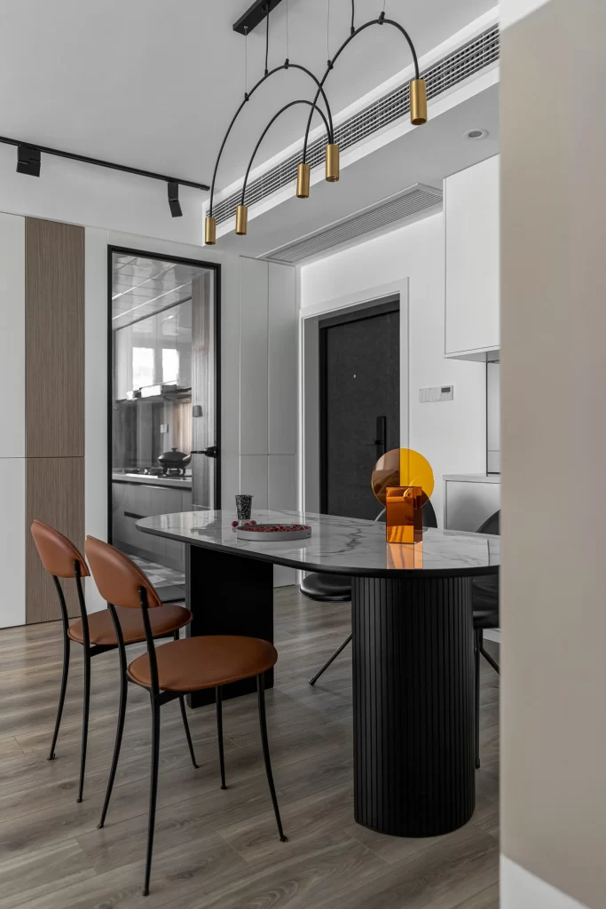 Modern Dining Room Black White Neutral Wood