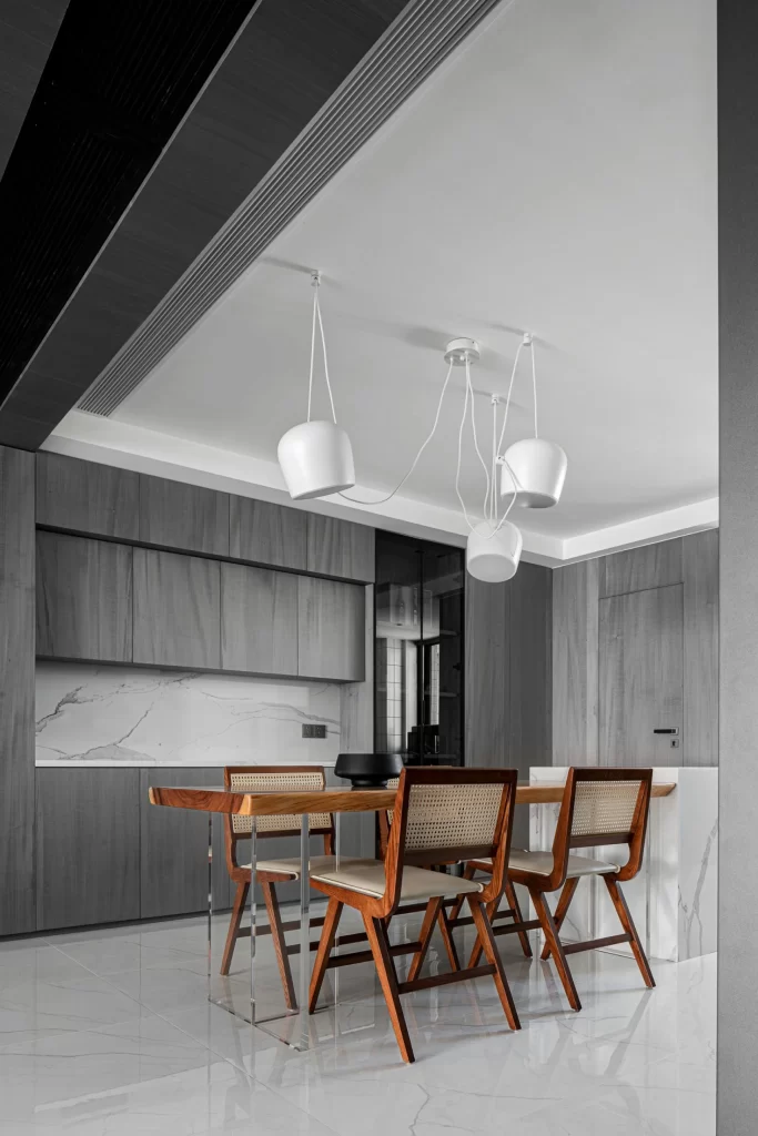 Modern Dining Room Grey White Wood Minimalist
