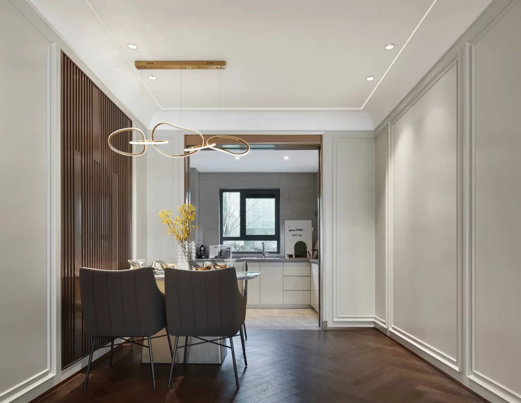 Modern Dining Room Neutral Dark Wood Minimalist