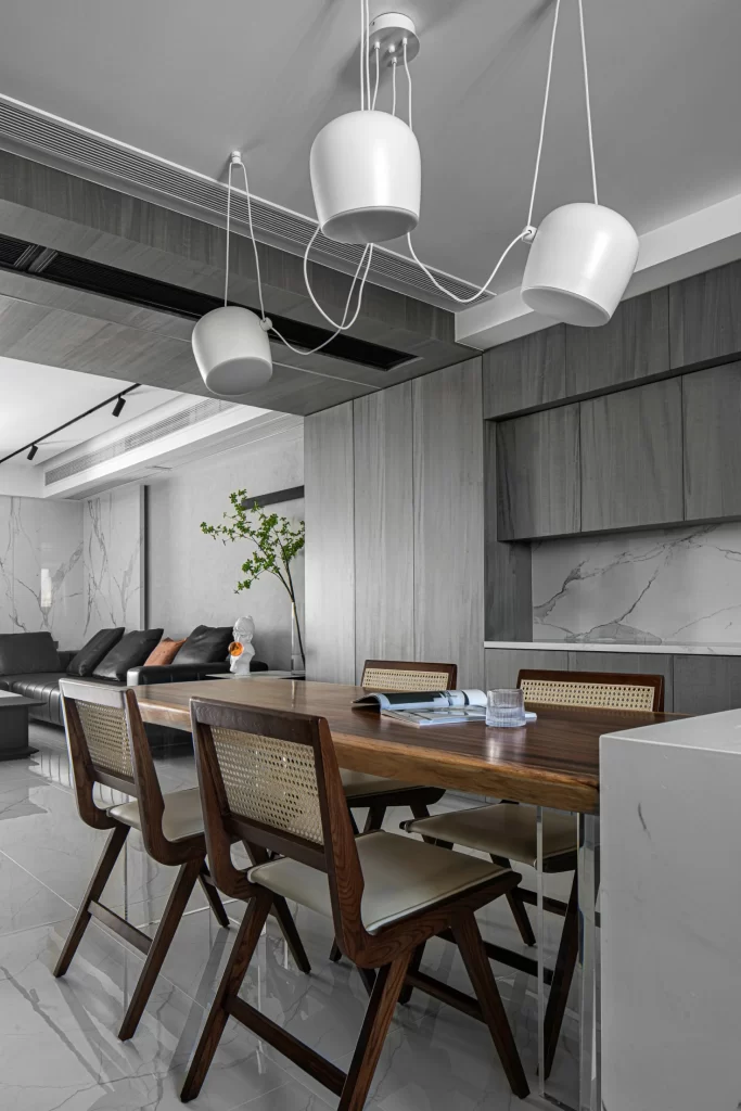 Modern Dining Room Neutral Grey White Wood
