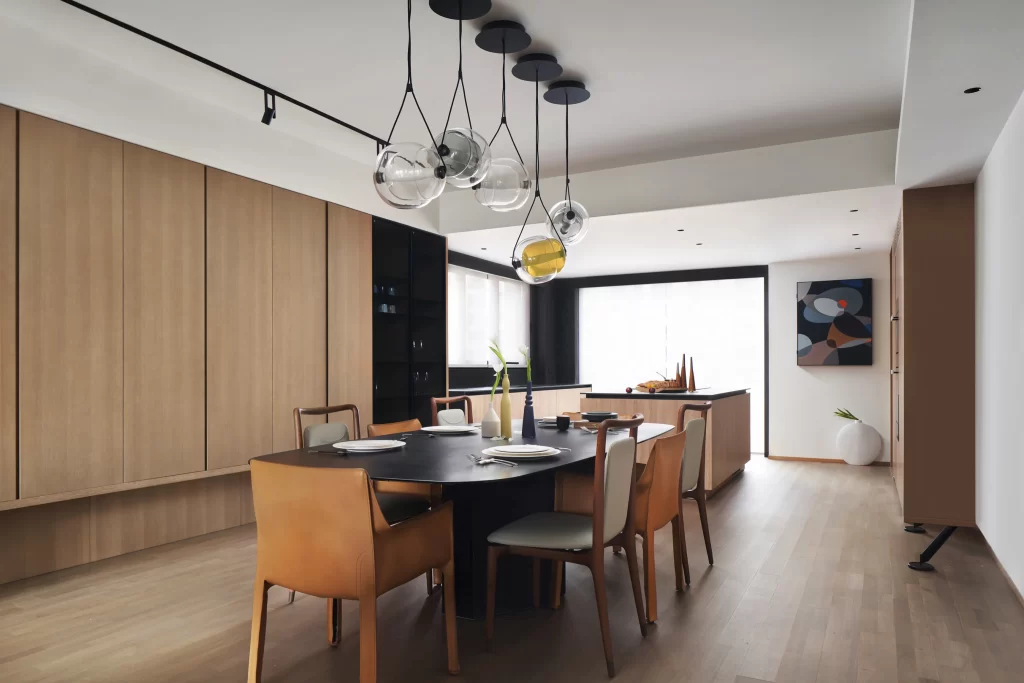 Modern Dining Room Neutral Tones Wood Accents Minimalist Design