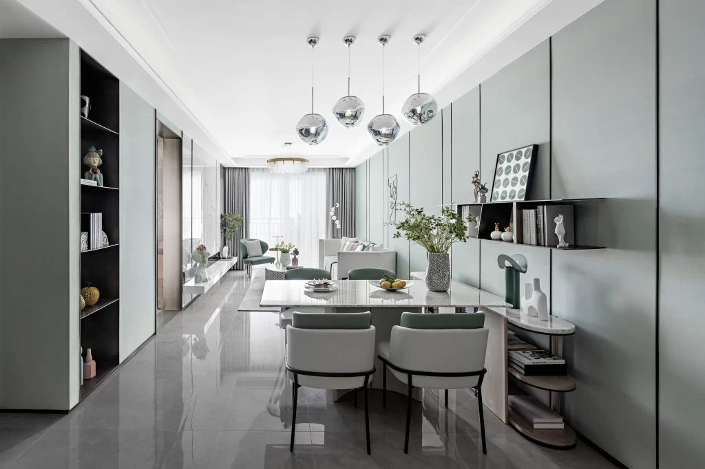 Modern Dining Room White Grey Minimalist Clean Lines